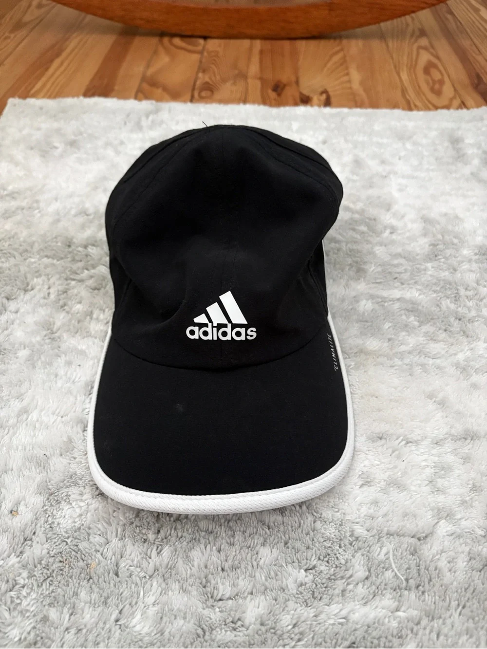 adidas Black Baseball Cap with White Logo and Piping